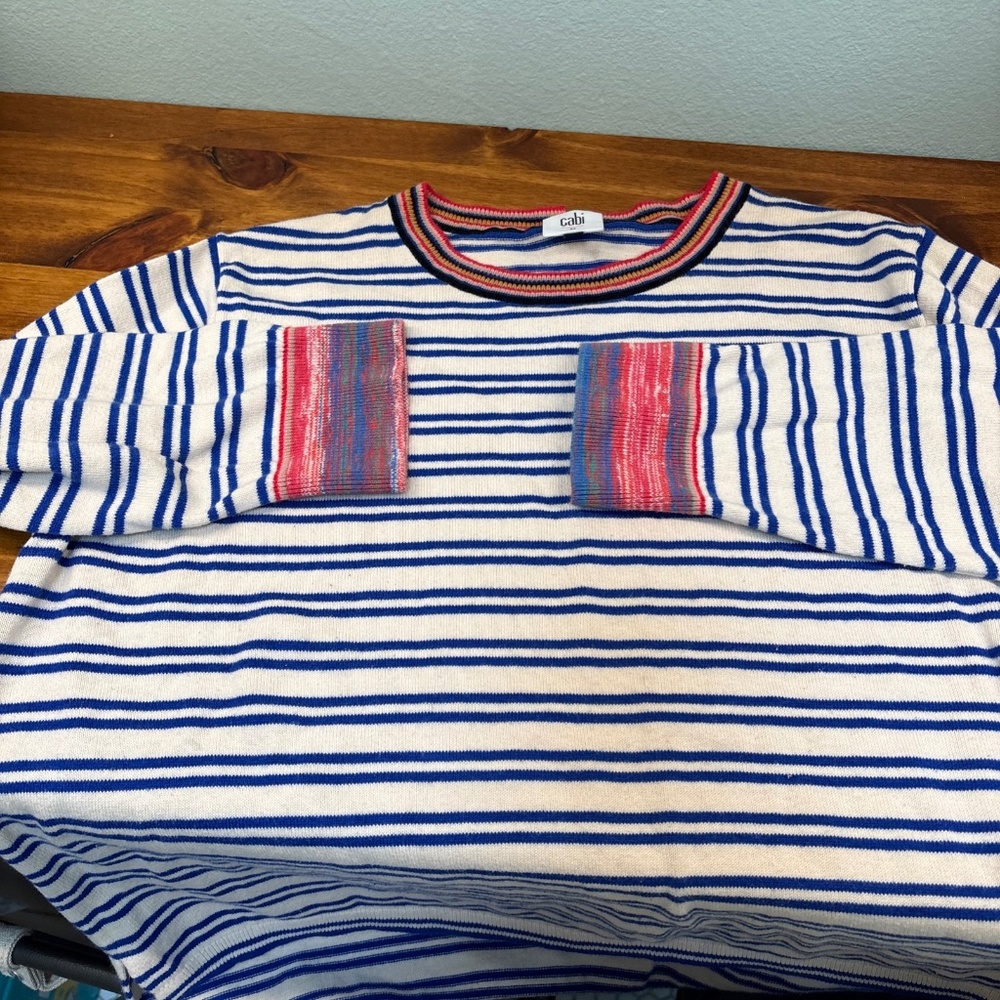 Cabi cotton striped sweater size M